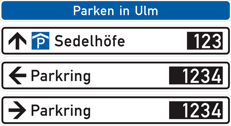 Eine Anzeigetafel des Parkleitsystems zeigt an, das im Parkhaus Sedelhöfe noch 123 freie Parkplätze sind.